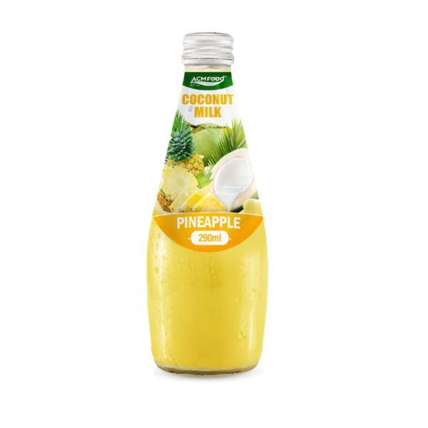 ACM 290ml glass botlle Coconut milk drink with Pineapple flavored (with and without nata de coco)