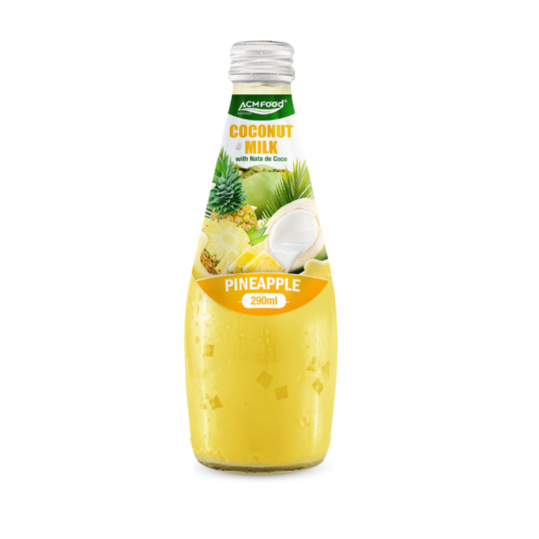 Alternative view of ACM 290ml  glass botlle Coconut milk drink with Pineapple flavored (with and without nata de coco)