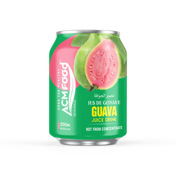 250ml ACM FOOD NFC guava juice drink in a short aluminum can