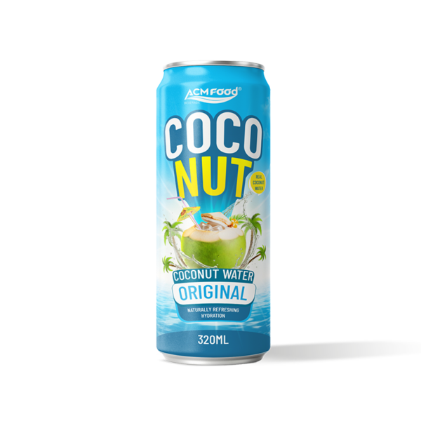 320ml ACMFOOD original coconut water in naturally refreshing hydration sleek aluminum can
