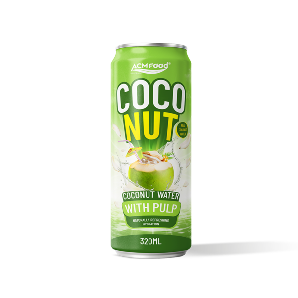 320ml ACMFOOD coconut water with pulp in naturally refreshing hydration sleek aluminum can