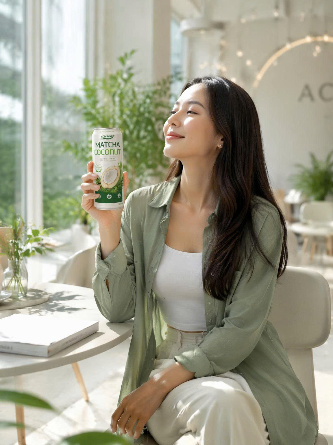 320ml ACMFOOD Coconut Water Matcha Sleek Can - 3