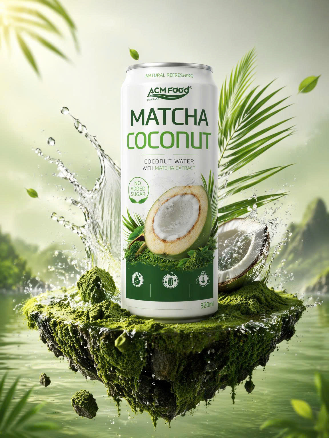 320ml ACMFOOD Coconut Water Matcha Sleek Can - 2