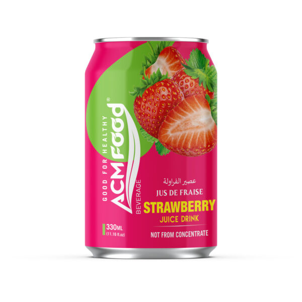 330ml ACM NFC strawberry juice drink in aluminum can, Vietnam OEM supplier