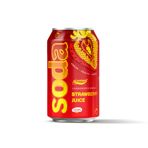 330ml ACMFOOD Soda Carbonated Drink Strawberry Alu Can Standard
