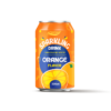 330ml ACM Food sparkling drink carbonated water orange flavor in an aluminium can, front view on a white background