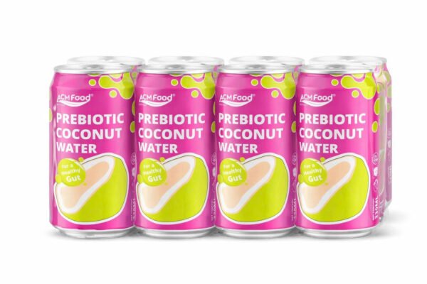 330ml Short Can PREBIOTIC Coconut Water Healthy Gut Packaging