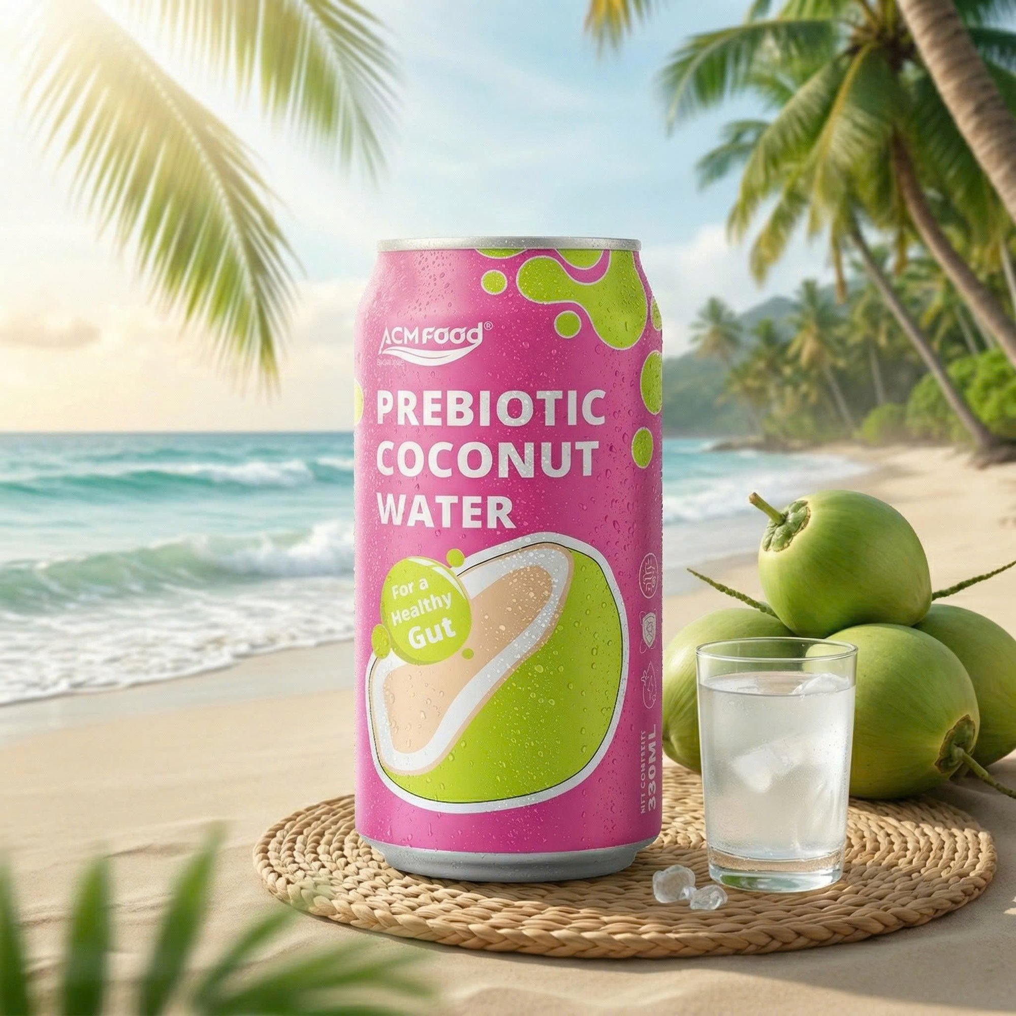 330ml Short Can PREBIOTIC Coconut Water Healthy Gut Poster