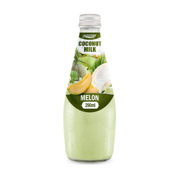 ACM 290ml glass botlle Coconut milk drink with Melon flavored (with and without nata de coco)