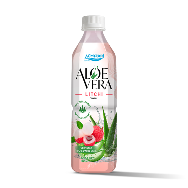 500ml ACMFOOD aloe vera drink with pulp lychee flavor in PET bottle