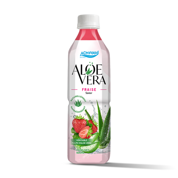 500ml ACMFOOD aloe vera drink with pulp strawberry flavor in PET bottle