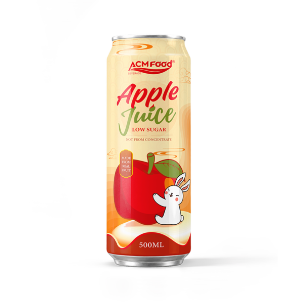 500ml ACMFOOD Asian Rabbit apple juice drink, NFC low sugar in aluminum can, Vietnam OEM supplier