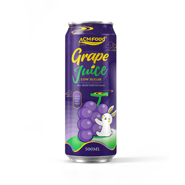 500ml ACMFOOD Asian Rabbit grape juice drink, NFC low sugar in aluminum can, Vietnam OEM supplier