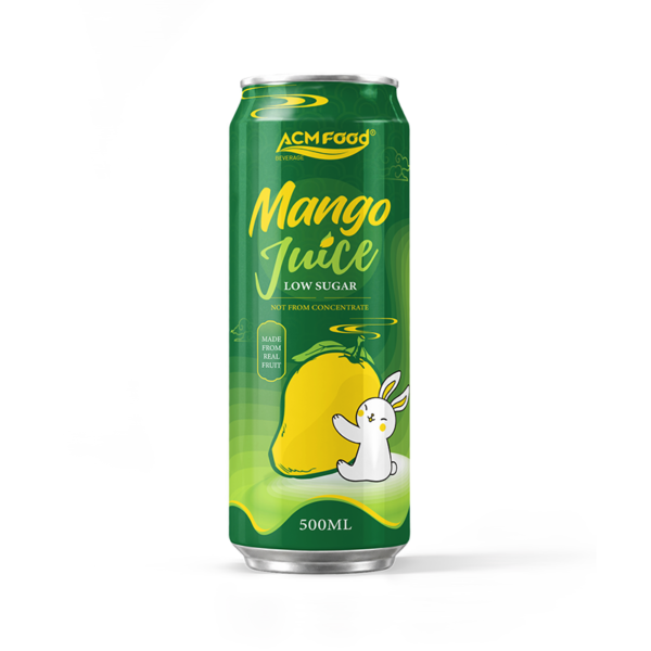500ml ACMFOOD Asian Rabbit mango juice drink, NFC low sugar in aluminum can, Vietnam OEM supplier