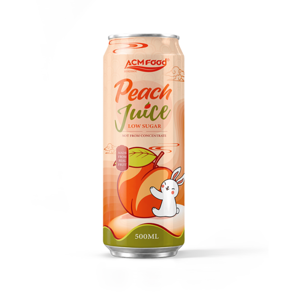 500ml ACMFOOD Asian Rabbit peach juice drink, NFC low sugar in aluminum can, Vietnam OEM supplier