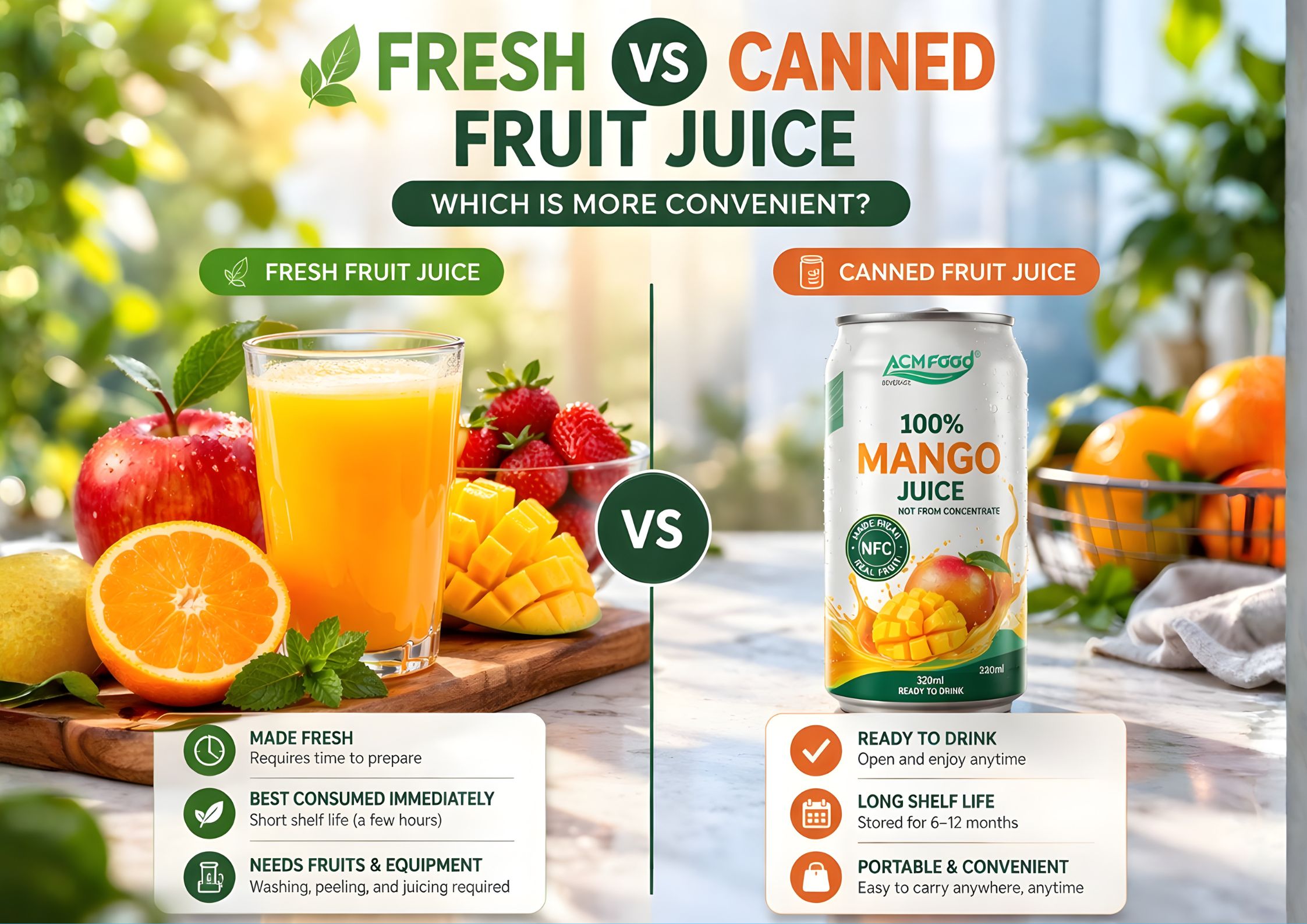 Comparing the Convenience of Fresh Fruit Juice vs Canned Fruit Juice