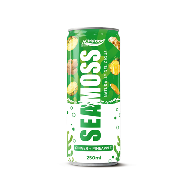 250ml ACM Seamoss Drink with Ginger and Pineapple Slim Can