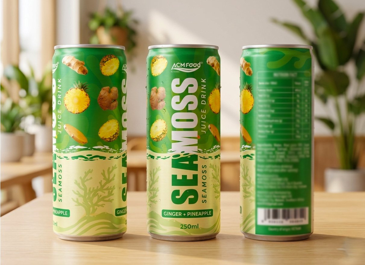Sea Moss Juice 250ml Can with Ginger and Pineapple poster