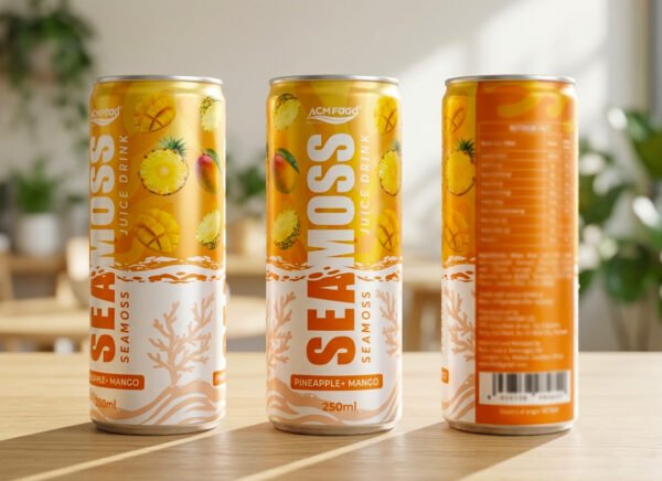 Sea Moss Juice 250ml Can with Mango and Pineapple poster