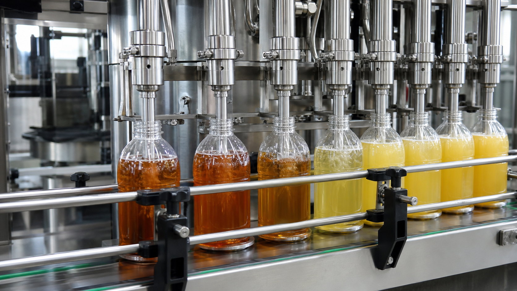 Automated bottling line filling juice and tea for contract manufacturing