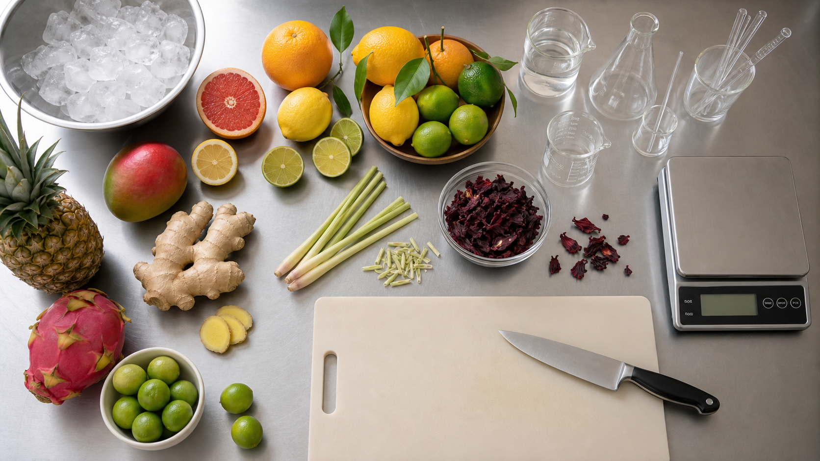 Fresh fruits and herbs prepared for beverage manufacturing in Australia