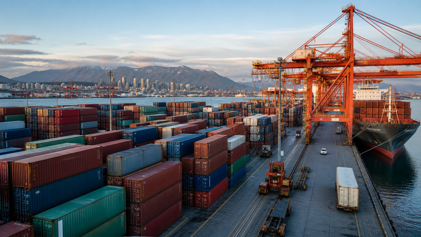 Port of Vancouver containers ready for beverage imports and distribution