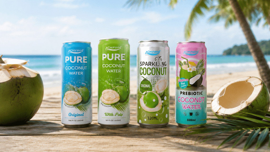 Canned Coconut Water: What's the Difference Between 100% Coconut Water, Pulp, Sparkling & Prebiotic? - 1
