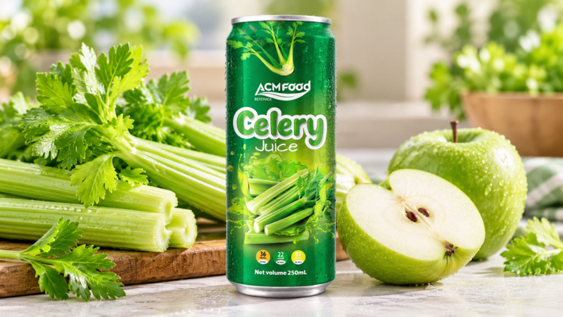 Celery Juice Drink in Cans: Acid Balance, Colour and Filling