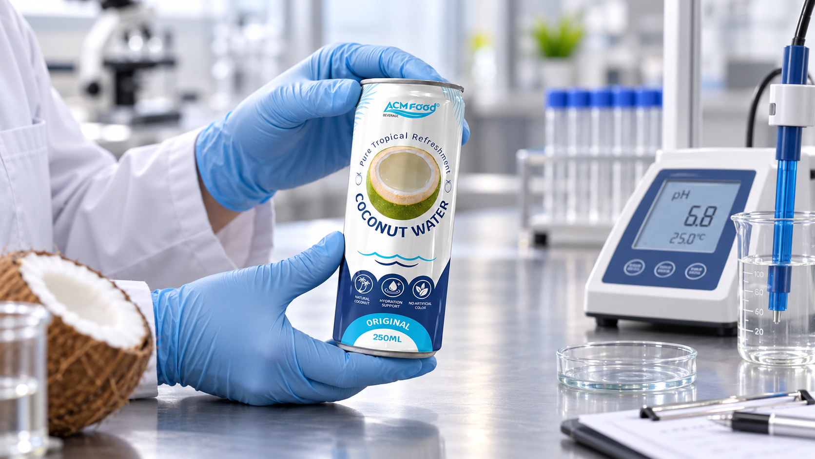 Technician inspecting a sealed beverage can for spoilage signs