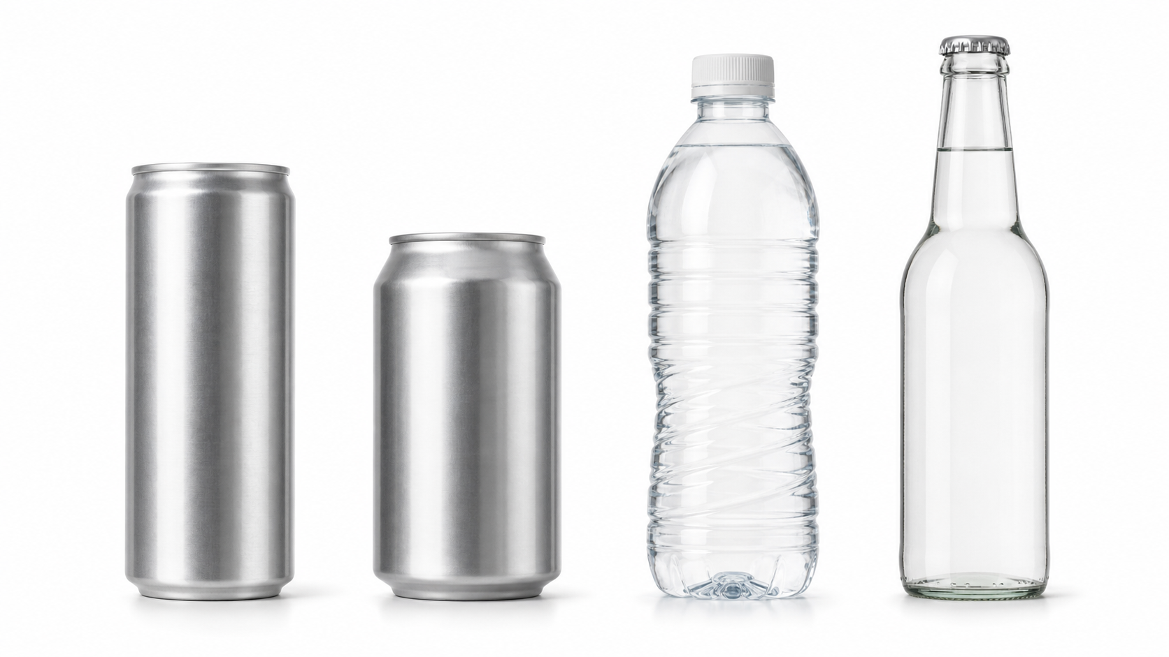Assorted beverage cans and bottles for U.S. private label packaging