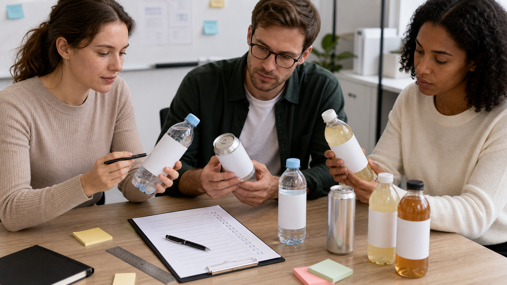 Compliance team reviewing beverage labels for country of origin