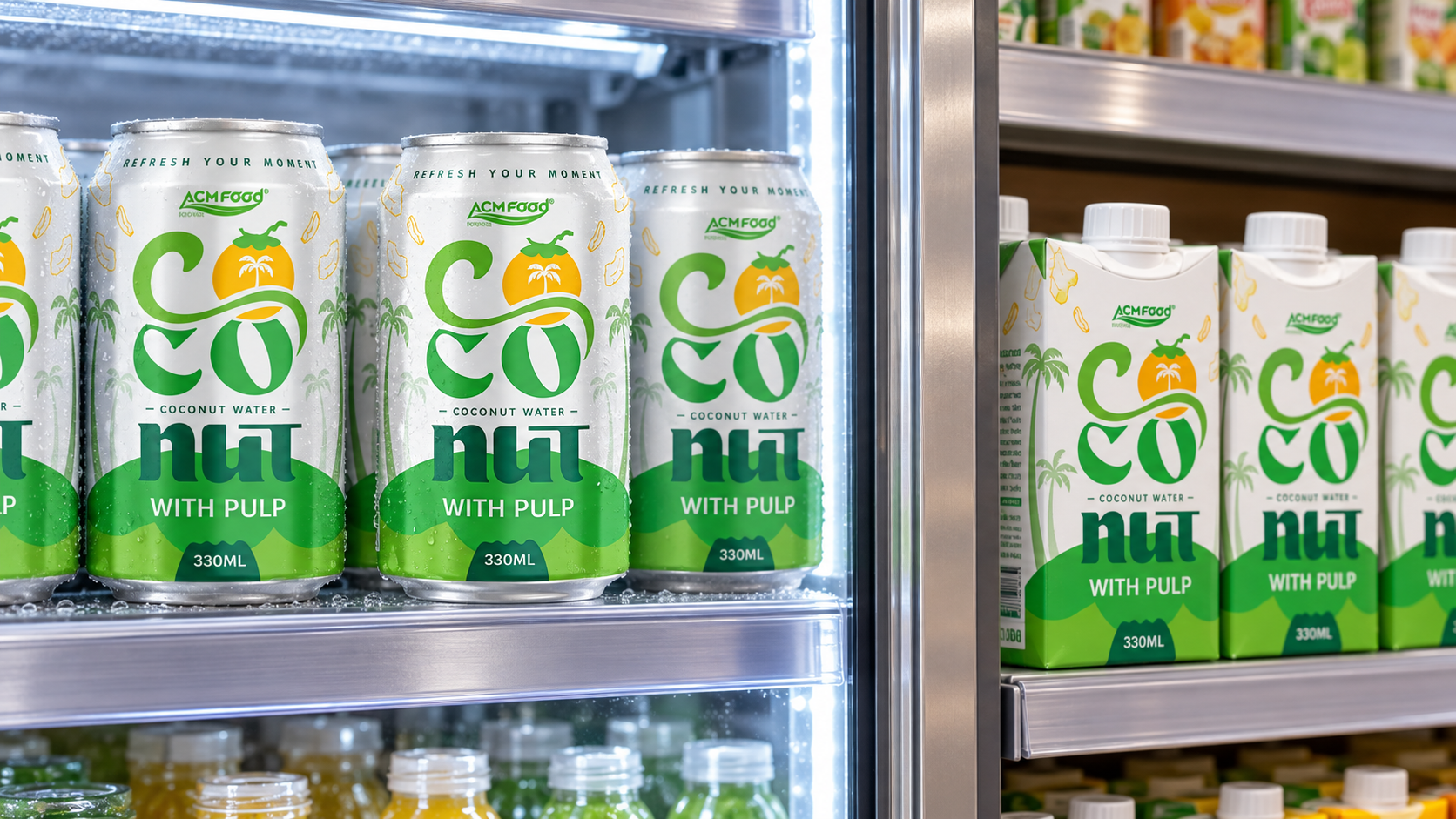 Chilled ESL milk drinks next to shelf-stable UHT cartons