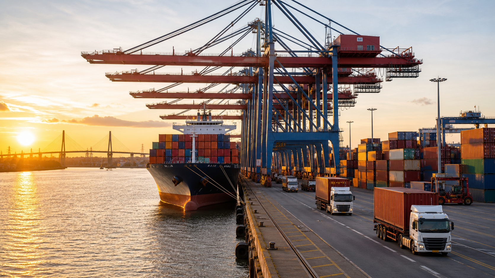 Cargo containers at Port of Hamburg handling beverage imports into Germany