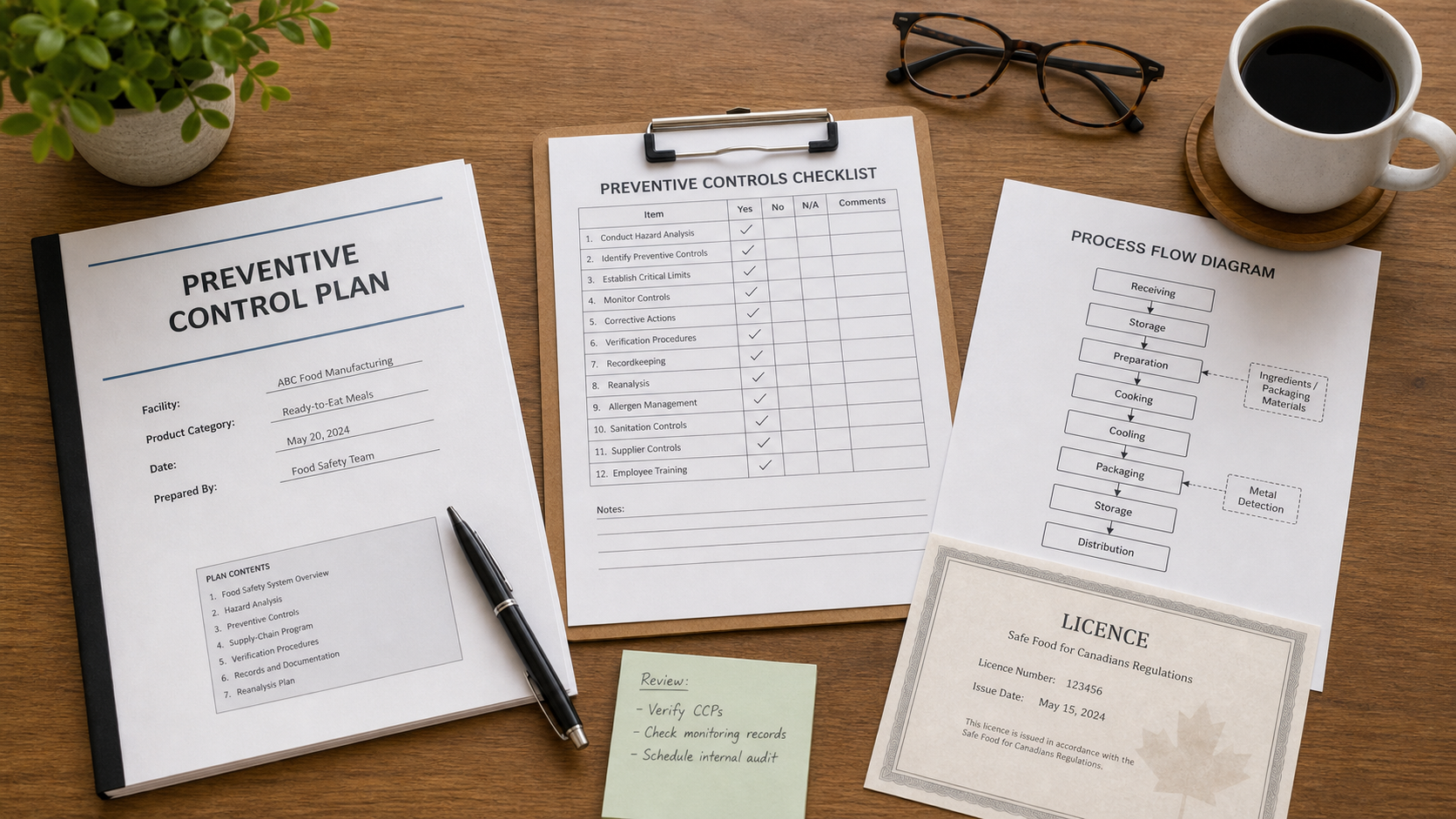Food safety preventive control plan documents for imported beverage production