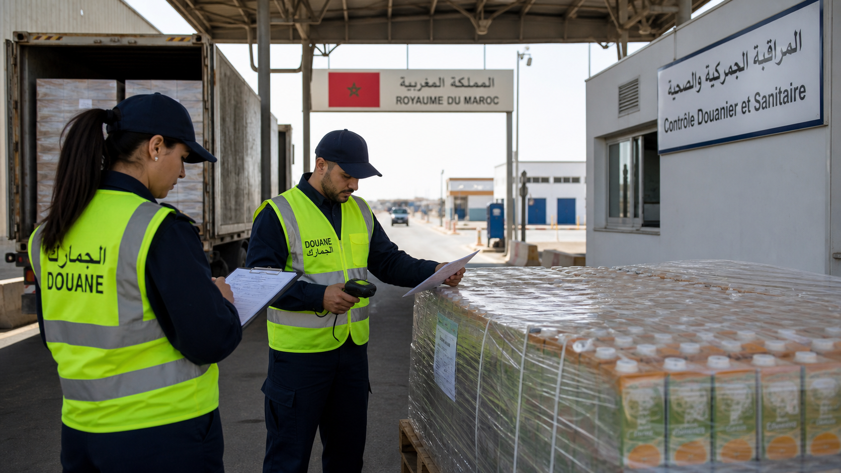 Customs and ONSSA inspection at Morocco border checkpoint
