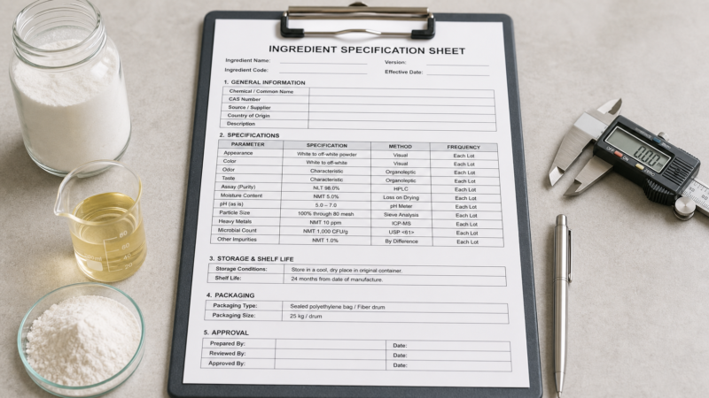 What Belongs in an Ingredient Specification Sheet