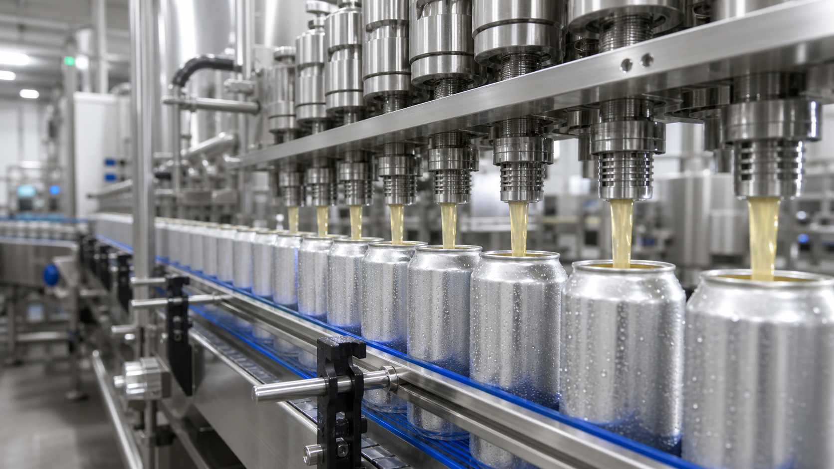 Automated canning line filling fruit beverages for export to the United States
