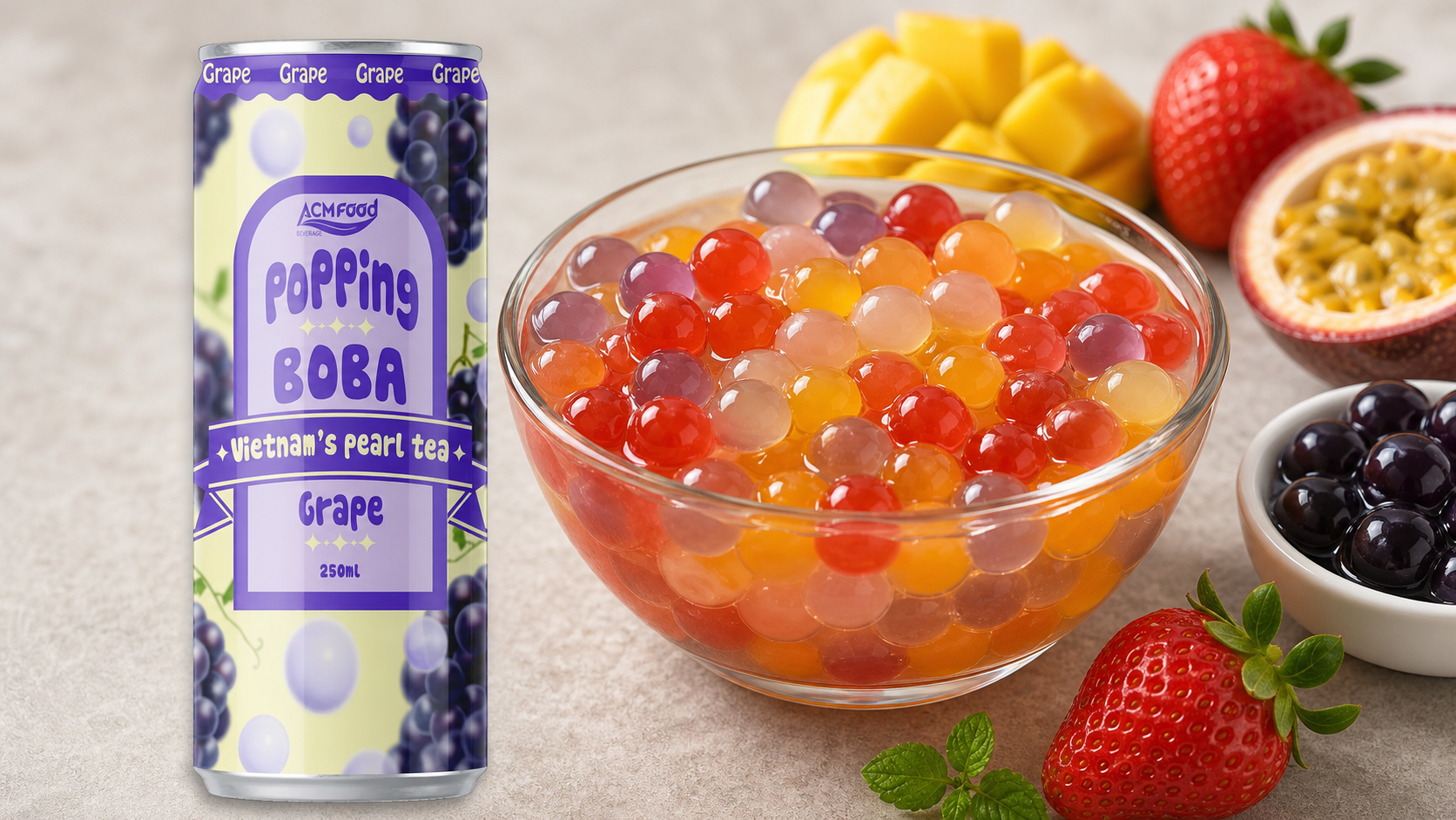 Popping boba spheres in syrup before filling into ready-to-drink beverages