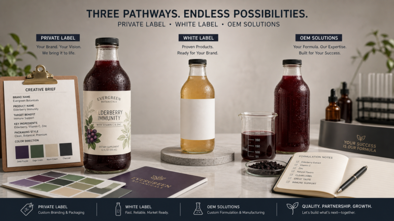 Private Label, White Label and OEM Beverages Compared