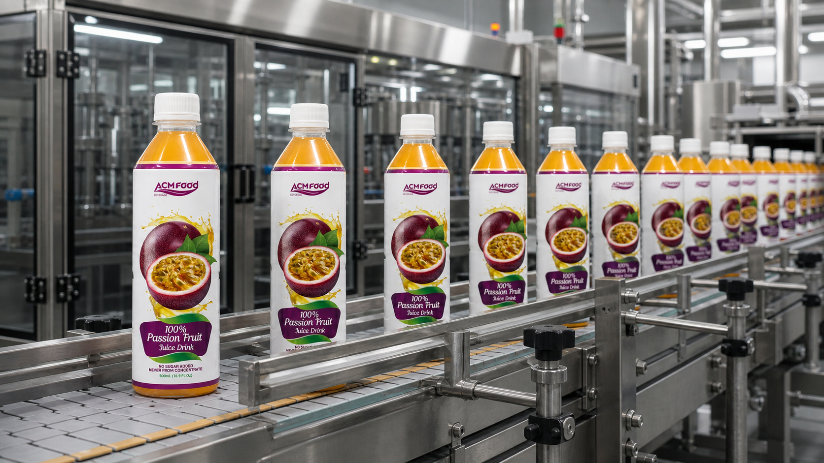 Aseptic filling line bottling fruit juice for long shelf life