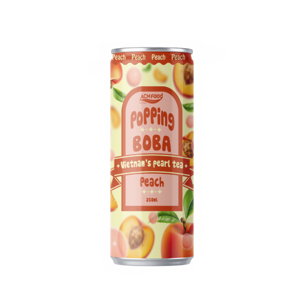 250ml ACM Peach Bubble Tea with Popping Boba