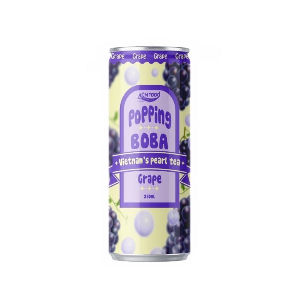 250ml ACM Grape Bubble Tea with Popping Boba