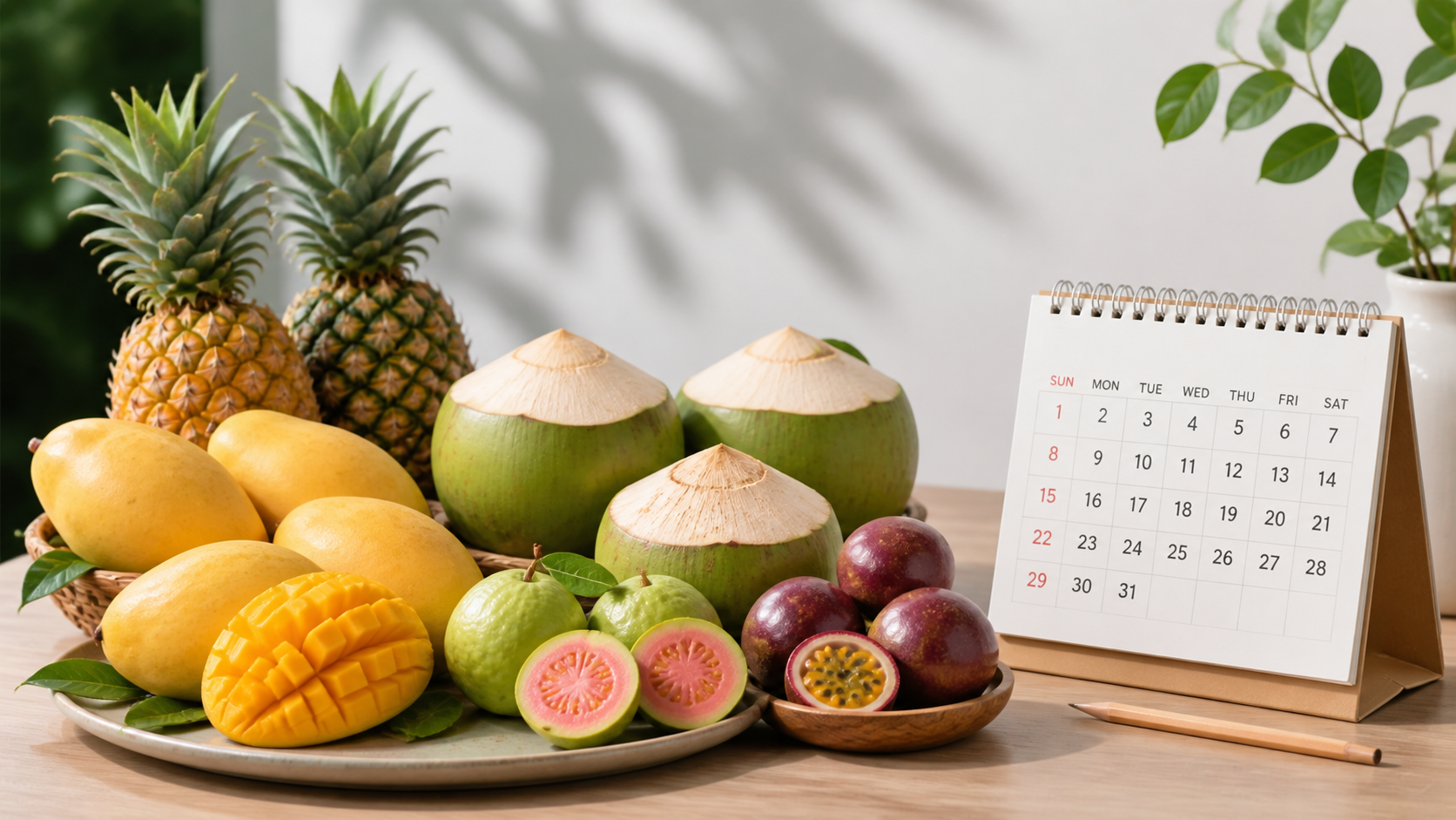 Vietnam fruit harvest season visual with key tropical fruits and calendar