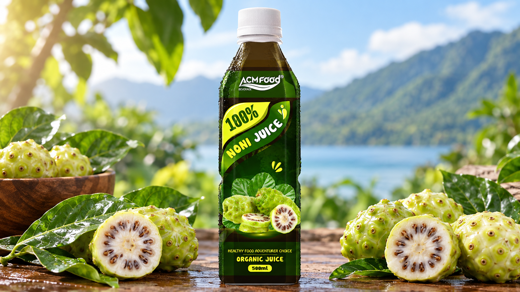 500ml ACMFOOD noni juice drink in a PET bottle, the product used as the example in this guide